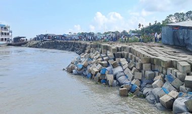 ভোলায় মেঘনা নদীর তীরের সিসি ব্লক  ধ্বসে বাকপ্রতিবন্ধী নারীর মৃত্যু ও  শিশুসহ আহত পাঁচ