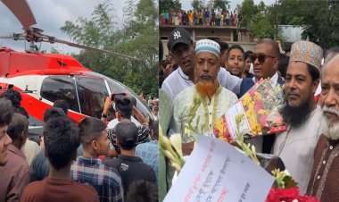 বাবার স্বপ্ন পূরণ করতে হেলিকপ্টারে চড়ে গ্রামের বাড়ি আসলেন ছেলে