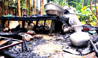 লালমোহনে অগ্নিকাণ্ডে বসতঘরে পুড়ে মরলেন বৃদ্ধা