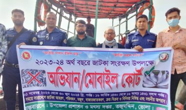 তজুমদ্দিনে অবৈধ জাল আটক