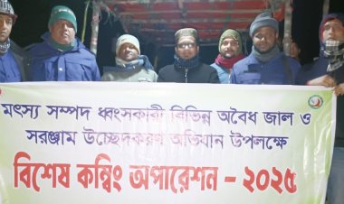 লালমোহনে বিশেষ কম্বিং অপারেশনের মাধ্যমে বিপুল পরিমাণ অবৈধ জাল উদ্ধার